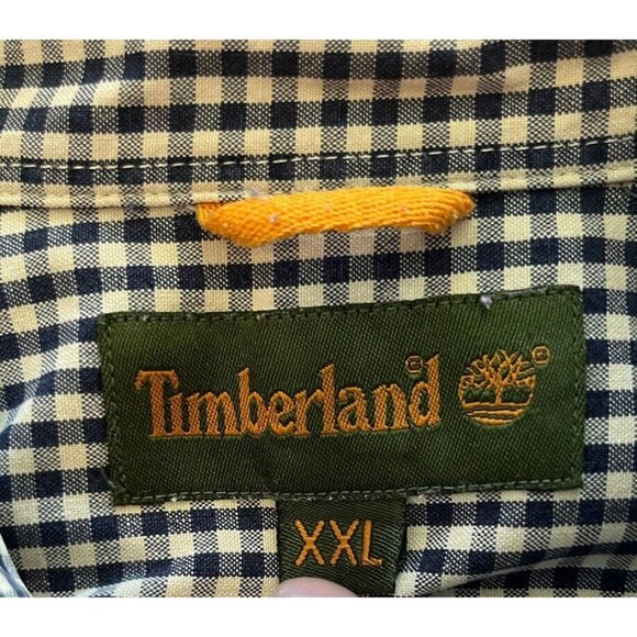 Timberland Button Down Shirt Mens 2XL XXL Green Tan Check - Picture 7 of 8